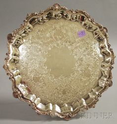 Round Silver Plated Footed Tray